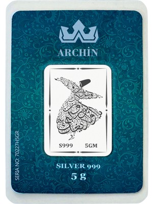 Archin Kutsal Dua ve Maneviyatı Yansıtan Mevlana Temalı Hediyeye Özel 5 Gram 999 Ayar Gümüş Külçesi-697