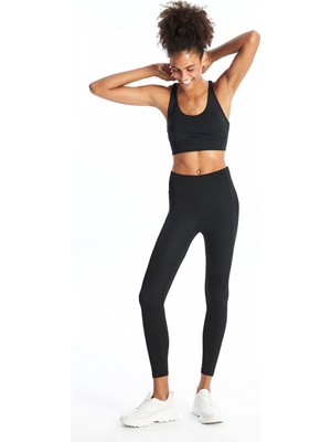 LC Waikiki Xsıde Actıve Siyah Kadın Beli Lastikli Ekstra Dar Fit Düz Tayt