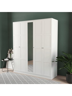 T&B Toprak 5 Kapaklı Eko Bazalı Gardırop - Mdf Kapak