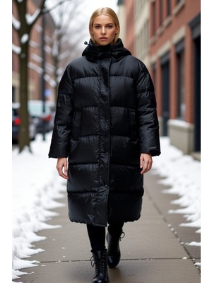 Benerly Kadın Kapüşonlu Uzun Kol Standart Kalıp Su Iticili Mont Fonksiyonel Dayanıklı Kaliteli Şık