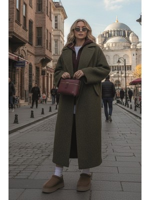 1Tarz Kışlık Astarlı Detaylı Kadın Kaşmir Kaban