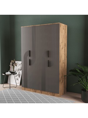 T&B Ekin 4 Kapaklı Eko Bazalı Gardırop - Mdf Kapak
