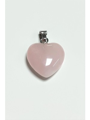 Zero Xmpdby Pembe Kuvars Kalpli Doğaltaş Kolye Ucu Küçük 1,5 Cm-Açık Pembe