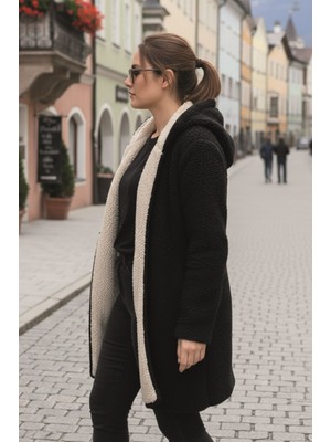 1Tarz Kadın Peluş Tüylü Ceket Çift Taraflı Kışlık