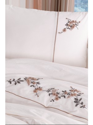 Unica Roya El Nakışlı Nevresim Seti  Bej - 6 Parça