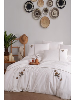 Unica Donna El Nakışlı Nevresim Seti  Bej - 6 Parça