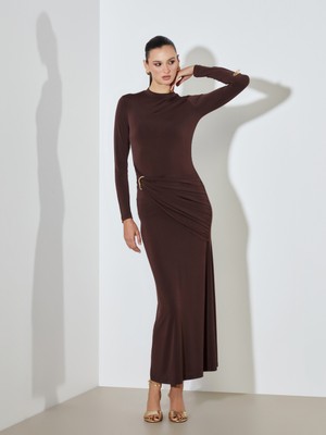 Soulife Dik Yaka Büzgülü Elbise