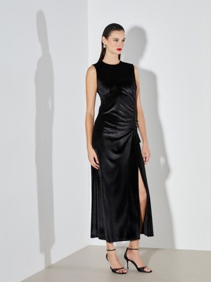 Soulife Bisiklet Yaka Büzgülü Elbise