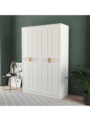 T&B Dova 4 Kapaklı Eko Bazalı Gardırop - Mdf Kapak