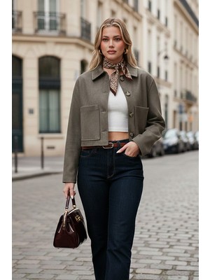 Lela Regular Fit Klasik Yaka Süet Dokulu Cep Detaylı Ceket Bayan Ceket 6524992