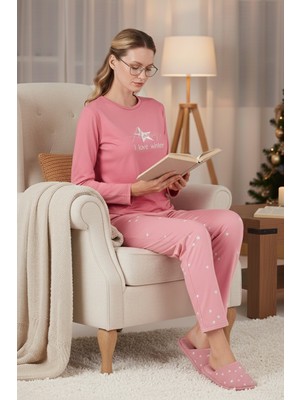 Lela Regular Fit Desenli Bisiklet Yaka Pijama Takımı Bayan Pijama Takımı 65719102