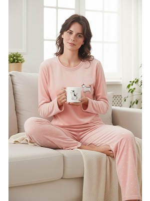 Lela Desenli Regular Fit Bisiklet Yaka Uzun Kollu Pijama Takımı Bayan Pijama Takımı 65713312