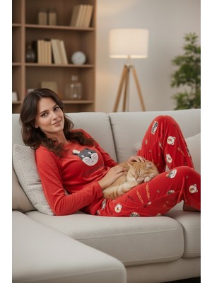 Lela Desenli Regular Fit Bisiklet Yaka Uzun Kollu Pijama Takımı Bayan Pijama Takımı 65713312