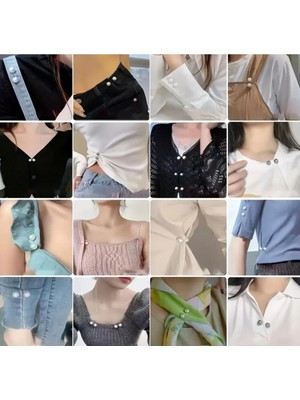 Bacoss Çok Amaçlı Incili 2 Li Daraltma-Eşarp-Kemer-Şal Iğneli Giysi Tokası (BC-1265 )