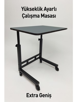 Forada Home & Style Yükseklik Ayarlı Laptop Masası - Extra Geniş Çalışma Masası -  (50X70 cm Mdf Tablalı / Tekerlekli)