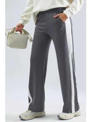 Hiccup Kadın Modal Dokulu Şerit Detaylı Pantolon Berşan Collection Gri