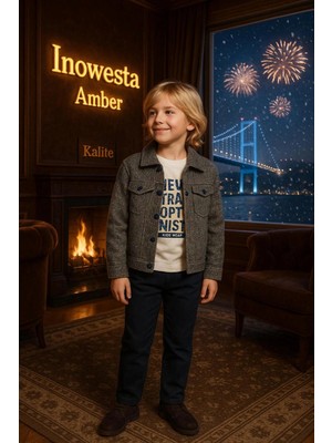 inowesta Erkek Çocuk Kalın Kaşe Ceketli 3'lü Takım |bir Beden Büyük Tercih Ediniz|