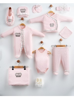 Eda Baby Taçlı Lüks Dantelli %100 Pamuk 10'lu Hastane Çıkışı Yenidoğan