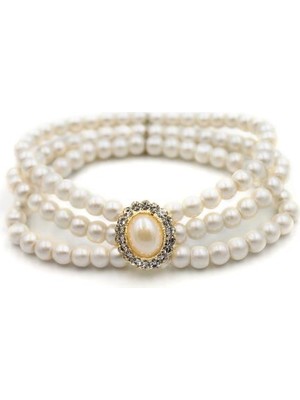 Royaleks Incili Lastik Bileklik - Altın