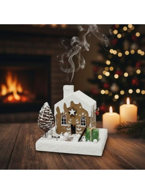 Uretti - Hacer 4951 2947 El Yapımı Yeni Yıl Temalı Ahşap Ev Tütsülük