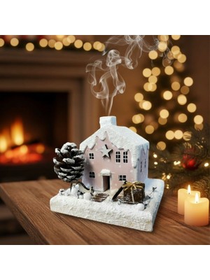 Uretti - Hacer 4951 8630 El Yapımı Yeni Yıl Temalı Ahşap Ev Tütsülük