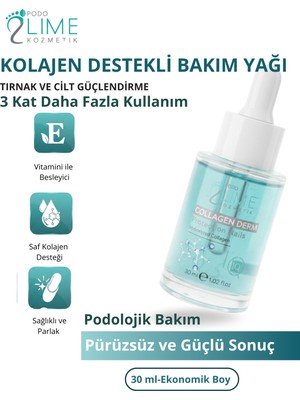 Podo Lime Kozmetik Collagen Derm IQ – Tırnak Güçlendirici Bakım Yağı 30 ml (Kırılma & Soyulma Karşıtı)