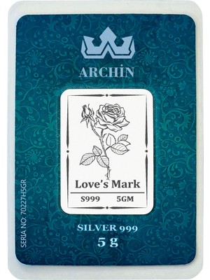 Archin 999 Ayar Gümüş ile Tasarlanmış Sevgi Gülü Temalı Hediyeye Özel 5 Gram Gümüş Külçesi-716