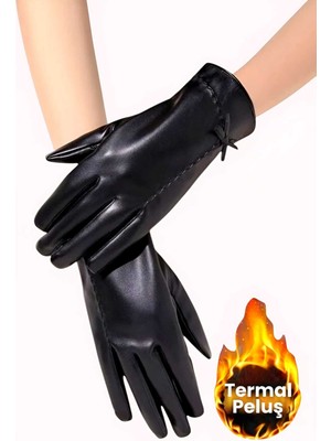 Tezzgelsin Kadın Dokunmatik Ekran Rüzgar Geçirmez Soğuğa Dayanıklı Vegan Deri Eldiven