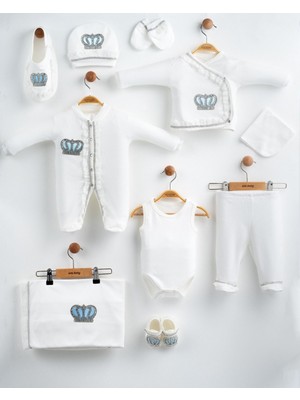 Eda Baby Taçlı Lüks Dantelli %100 Pamuk 10'lu Hastane Çıkışı Yenidoğan