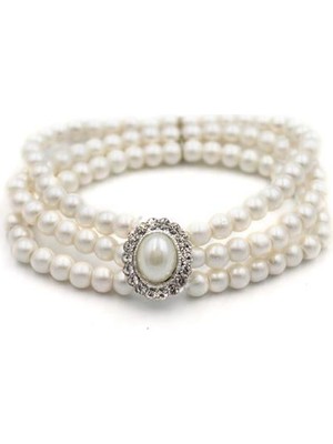 Royaleks Incili Lastik Bileklik - Gümüş