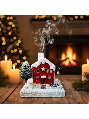 Uretti - Hacer 4951 9361 El Yapımı Yeni Yıl Temalı Ahşap Ev Tütsülük