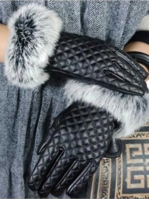 Tezzgelsin Kadın Dokunmatik Ekran Rüzgar Geçirmez Soğuğa Dayanıklı Vegan Deri Eldiven