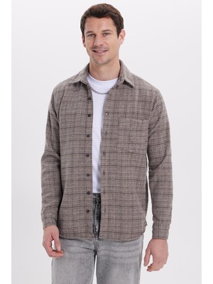 Tudors Erkek Klasik Fit Rahat Kesim Kışlık Kareli Oduncu Gömlek