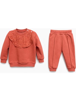 Joy Kids Kız Bebek Dantel Yaka 3 Iplik Şardonlu Takım