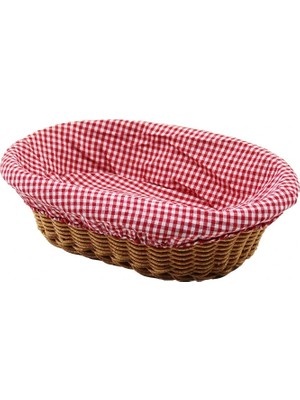 Timion Oval Renkli Bezli Ip Hasır Ekmek Sepeti Kulplu TABAN:11.5X20 - AĞIZ:18X28 Derinlik:7cm (5148)