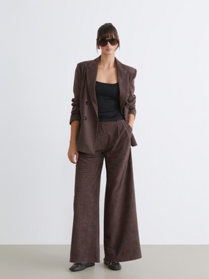 Soulife Geniş Paça Kadın Kadife Pantolon