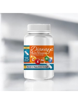 Multi Vitamin Magnezyum Çinko Folik Asit E B6 B5 B3 B2 B1 D3 K2 Içeren Takviye Edici Gıda 25'li