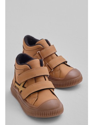 Tonny Black Çocuk Unisex Camel Esnek Termo Taban Çift Cırtlı Şerit Desenli Spor Kısa Bot