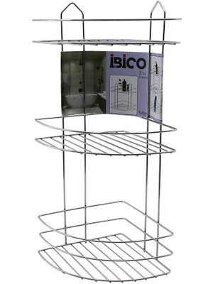 Go İthalat 3 KATLI - ÜÇGEN   KROM   METAL  BANYO KÖŞELİK - DUŞKABİN RAF (5273)