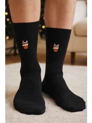 Katia & Bony Erkek Noel Baba Figürlü Yılbaşı Soket Çorap Kahverengi