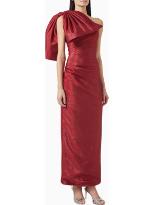 Ac By Aanchal Chanda Bow One-Shoulder Fiyonklu Tek Omuzlu Organze Kadın Elbise