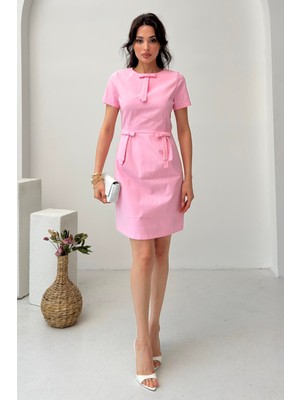 Serica Moda Pembe Kurdele Detaylı Mini Elbise