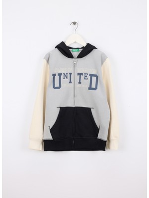 Benetton Baskılı Erkek Çocuk Krem - Gri Sweatshırt 3EB5C505L
