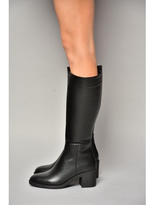 Fox Shoes T820076009 Siyah Kalın Topuklu Kadın Çizme
