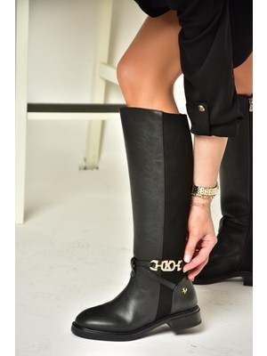 Fox Shoes T973000909 Siyah Alçak Tabanlı Kadın Çizme