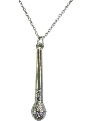 Herşey Nota Mikrofon Figürlü Unisex Kolye – Metal 60 cm Zincir