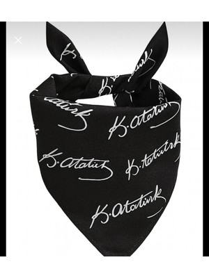 Herşey Nota 10 Adet Atatürk İmzalı Çok Amaçlı Fular Siyah 50X50 cm 10 Kasım Tören