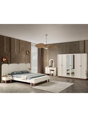 Eymense Sude Bohem Benchli Modern 6 Kapaklı Yatak Odası Takımı