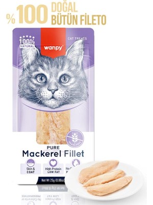Wanpy %100 Doğal Bütün Uskumru Fileto Kedi Ödül Maması 25 gr
