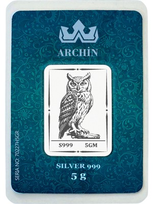 Archin Hediyeye Özel 999 Ayar Gümüş ile Tasarlanmış Baykuş Temalı 5 Gram Gümüş Külçesi-734